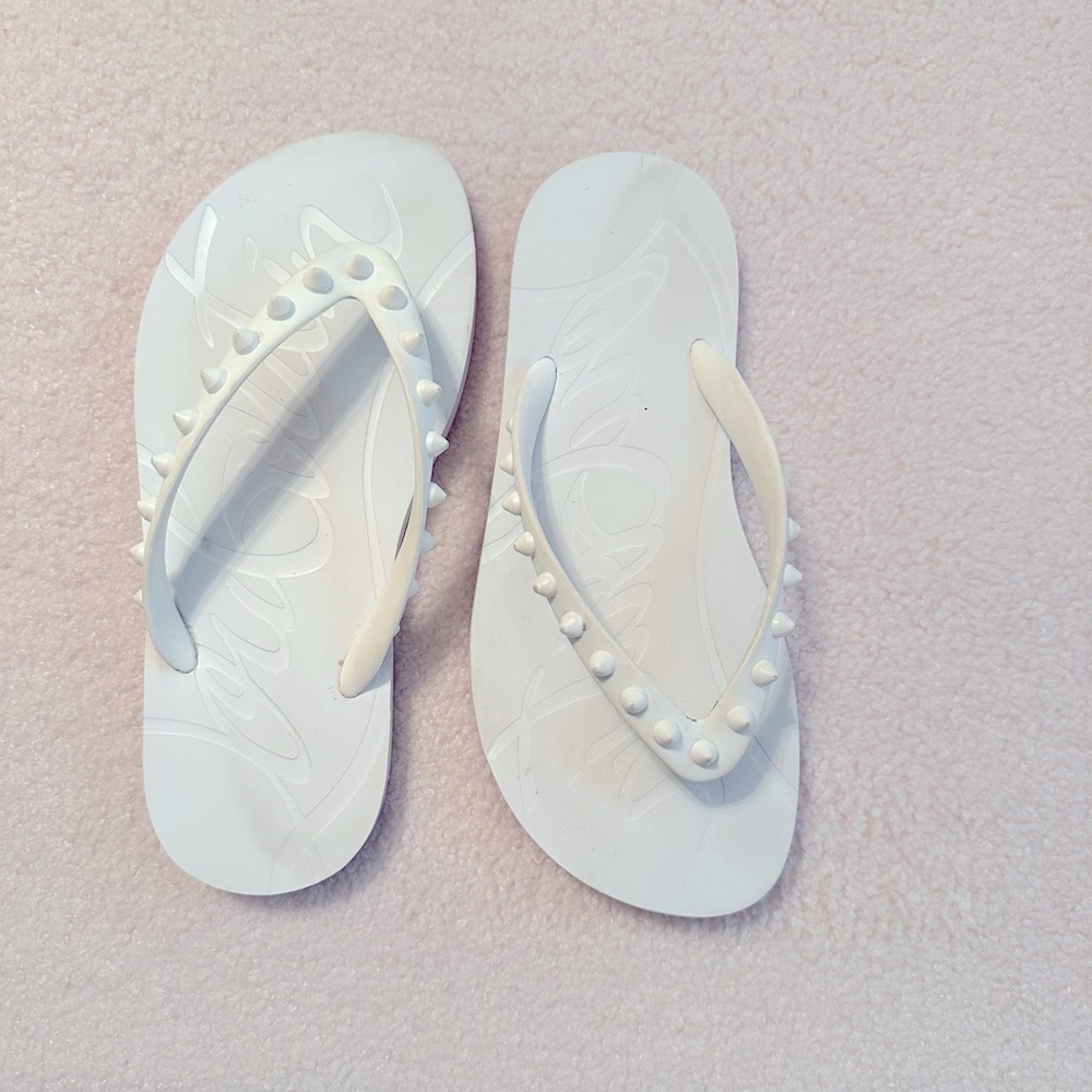 Authentic Christian Louboutin Spiked Rubber Flip Flops